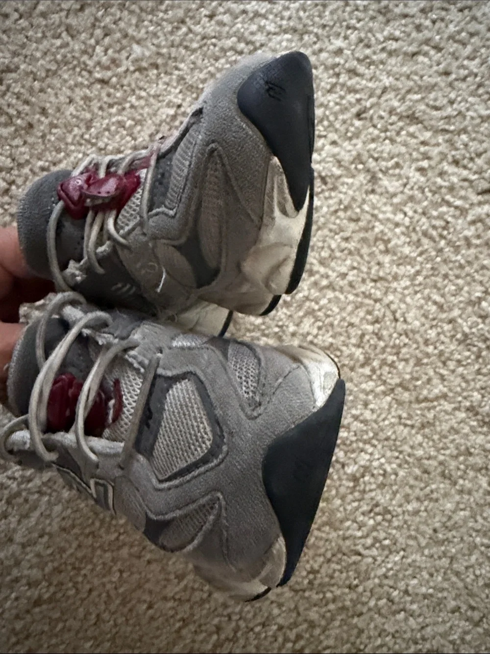 New Balance Kids Gray and White Sneakers with Pink Accent